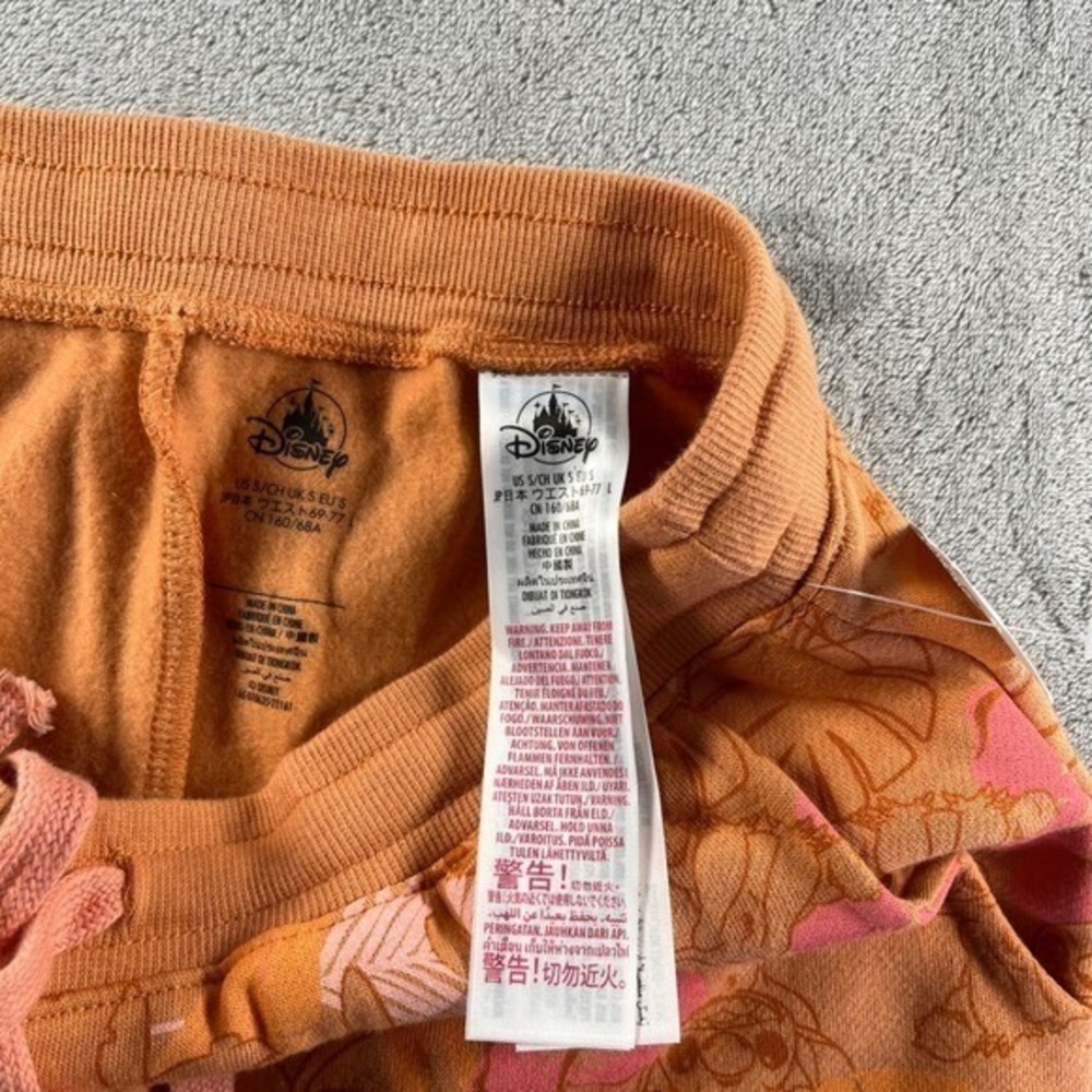 Disney Stitch Tropical Joggers S Orange Pink NWT Floral Sweatpants Loungewear - Picture 8 of 10